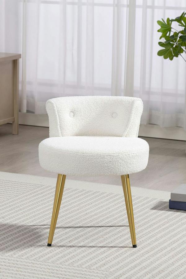 Living and Home Teddy Fleece Dressing Table Stool with Iron Legs