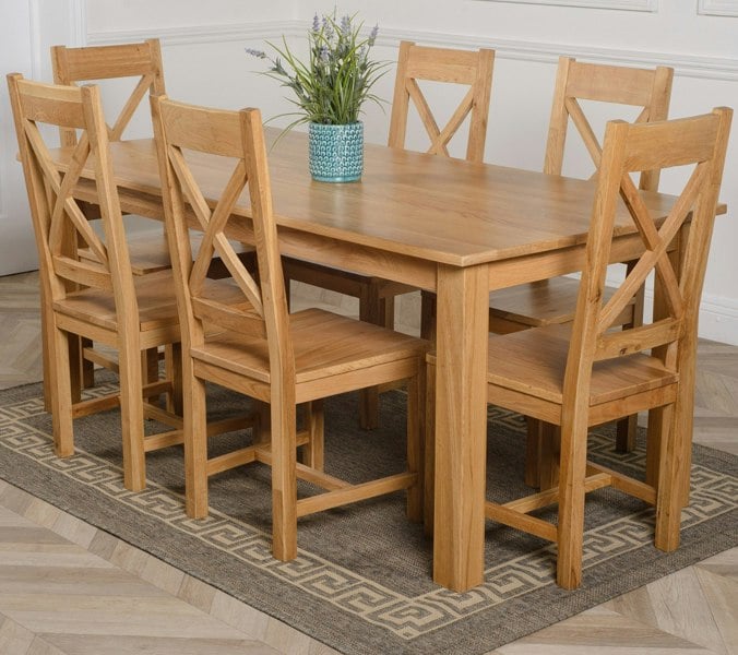 That's Furniture Oslo 180 x 90cm Large Oak Dining Set with Berkeley Oak Chairs