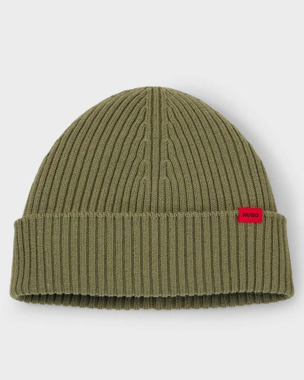 HUGO Xola Mens Beanie - Open Green 389 | CHO | Designer Mens Hats