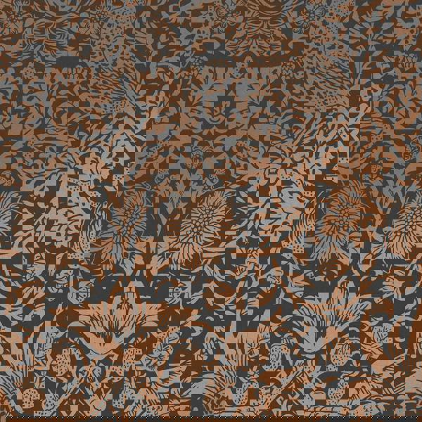 William Morris At Home Strawberry Thief Fibrous Wallpaper | Charcoal