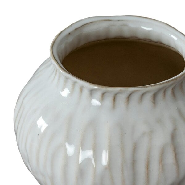 Wyld Haus Windmere White Squat Textured Ceramic Vase