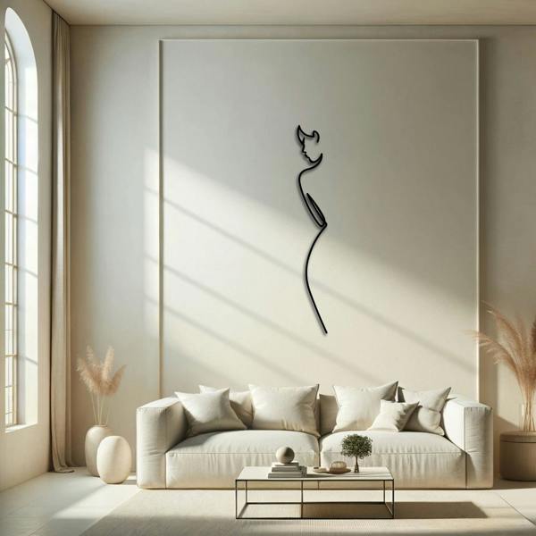 Decortie Female Form Minimalist Metal Line Art Wall Decor 120 cm