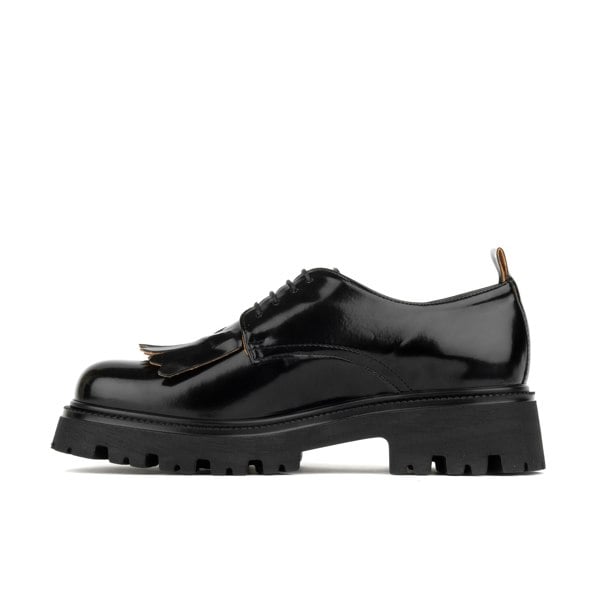 Embassy London Mila - Black - Women's round toe front tassel chunky platform leather shoe