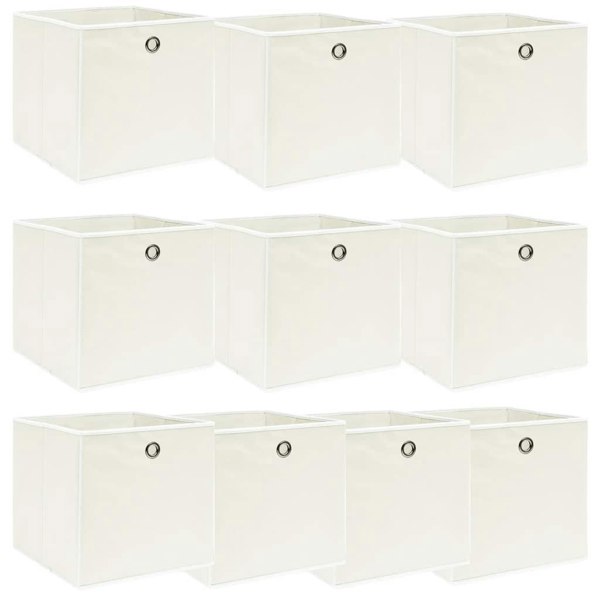 Berkfield Storage Boxes 10 pcs White 32x32x32 cm Fabric