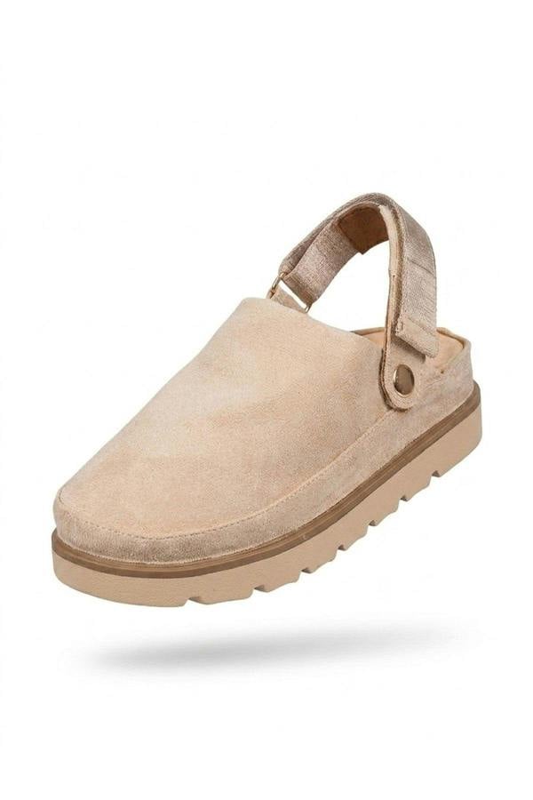 Tara Womens Suede Convertible Slingback Clogs - Beige