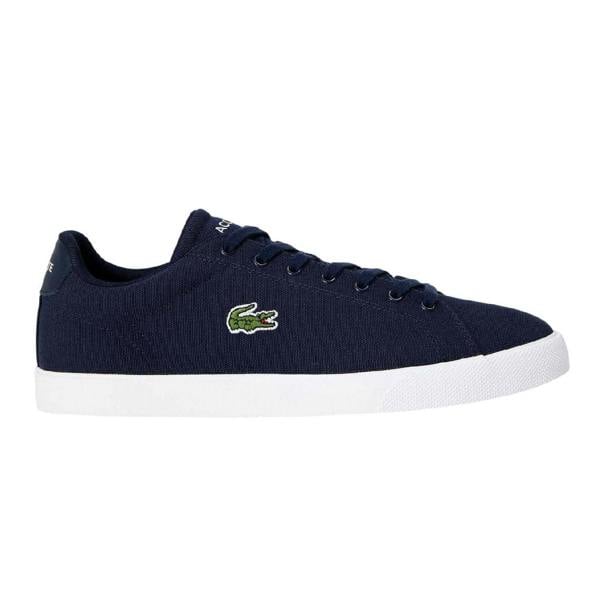 Lacoste Mens Lerond Canvas Low Flat Trainers - Navy/White - 