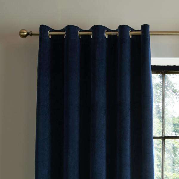 Catherine Lansfield Super Thermal Blackout Matt Velour Eyelet Curtains Navy Blue