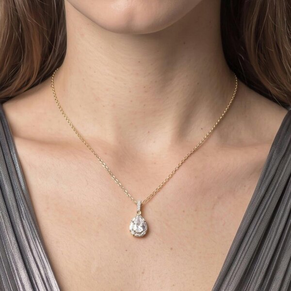 Uchi & Soto Kin Gold Teardrop Stone Earrings and Necklace Set
