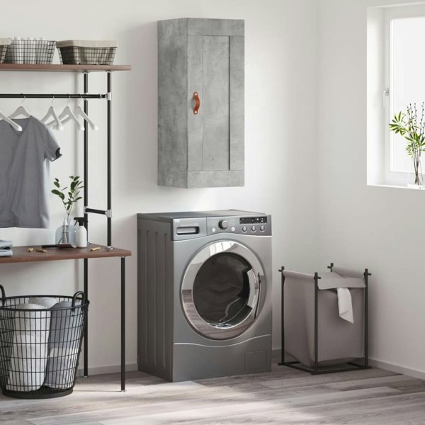Berkfield Wall Mounted Cabinet Concrete Grey 34.5x34x90 cm Engineered Wood