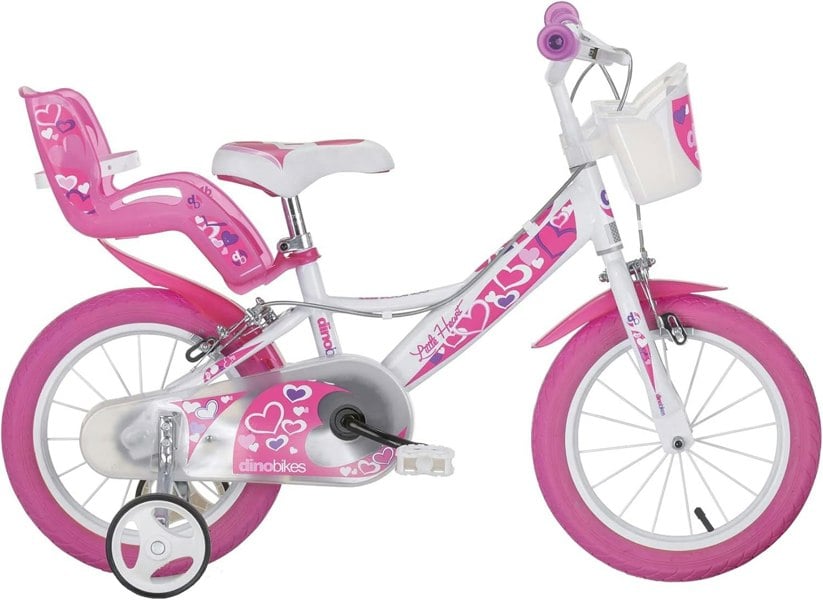 Dino Bikes Dino Little Heart 16" Kids Bike - White/Pink