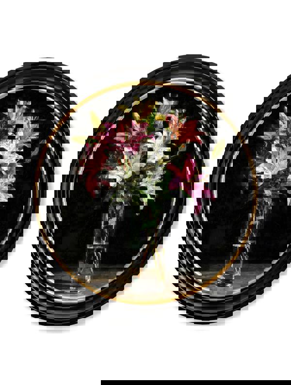 Exceptional Art Blush Lilies After Dark - Oxford round frame