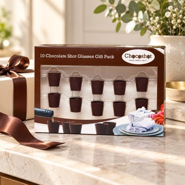 Chocoshot 10 Chocolate Shot Glasses L'chaim Gift Set