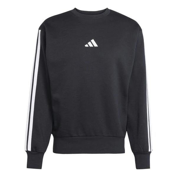 Adidas Mens Essentials 3 Stripes Fleece Sweatshirt - Black/White - 