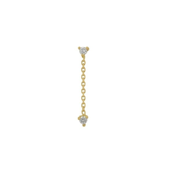 Spero London Fine Double Diamond Drop Single Earring 14ct Solid Gold