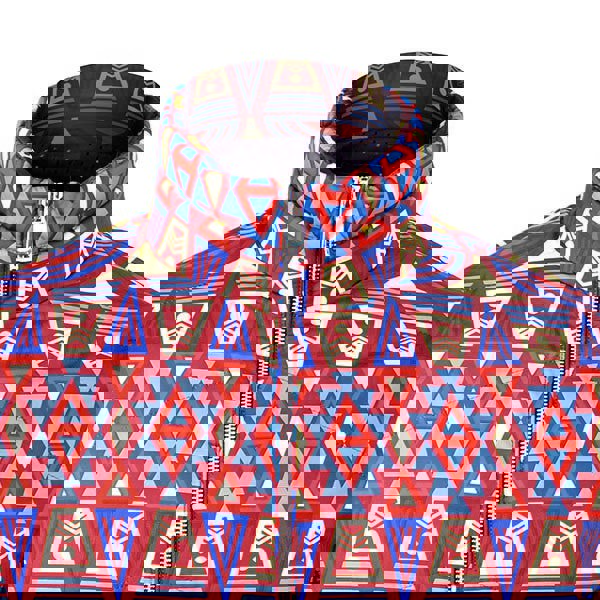 David WeJ Ethnic Print Padded Bomber Jacket - Burgundy Multi