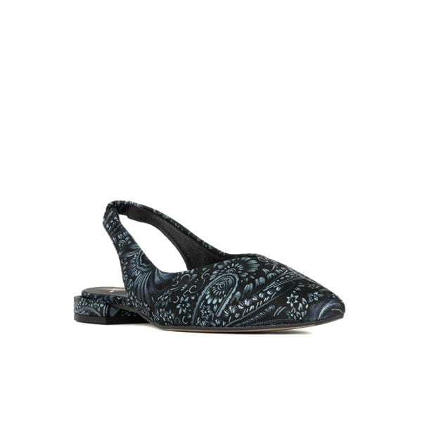 Embassy London Holly - Navy Floral - Women's leather almond toe flat slingback in vibrant print