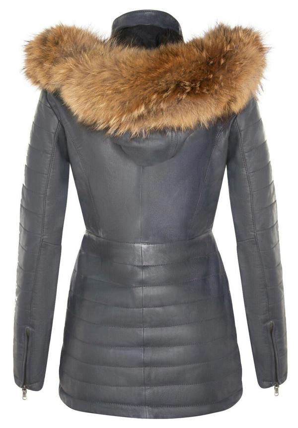 Infinity Leather Womens Quilted Leather Parka Jacket-Curitiba