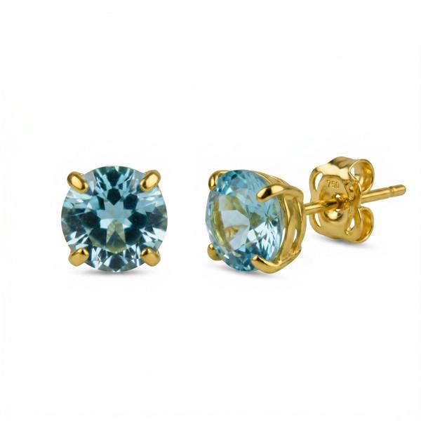 Spero London 9ct Gold Blue Topaz Stud Earrings