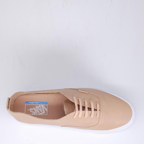 VANS Authentic Leather Lace Up Nude Beige Decon Lite Ladies Shoes Trainers