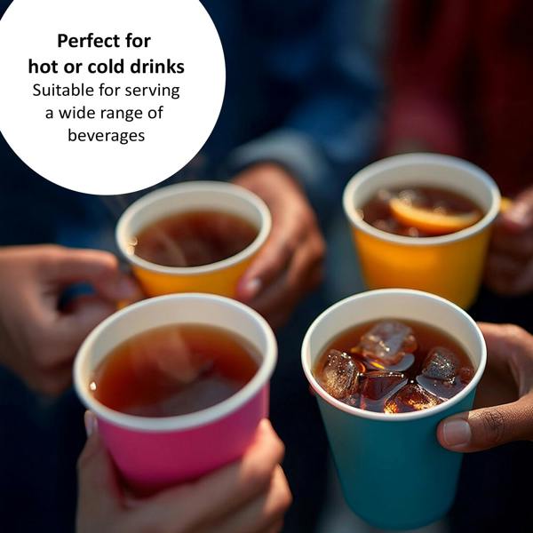 colourful cups containing different beverages to showcase its versatility.