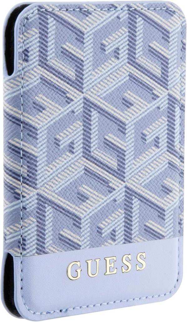 Guess Gcube Stripe Wallet Card Slot Stand Case with MagSafe Blue - GUWMSHGCFSEB