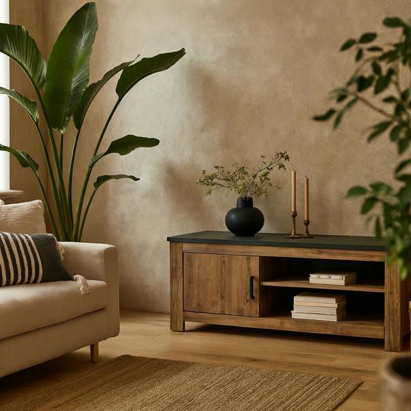 Wyld Haus Juniper 138 cm 1 Door TV Cabinet Chestnut and Matera Grey