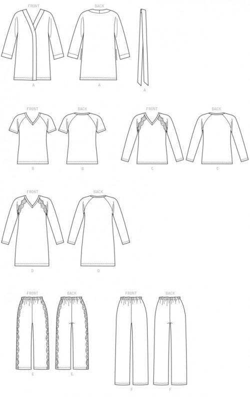 Butterick Sewing Pattern 6428, Robes, Pyjamas for Women, 4-6-8-10-12-14 - Easy