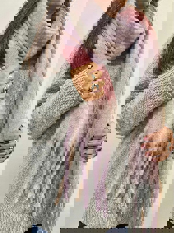 SVNX Light Pink Grey Stripe Scarf