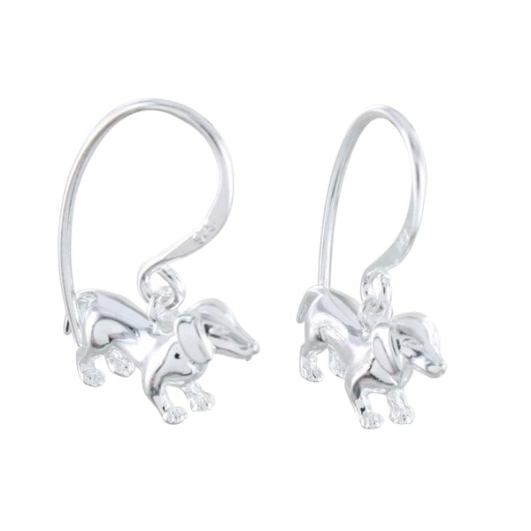 Dachshund Sterling Silver Drop Earrings - Reeves & Reeves