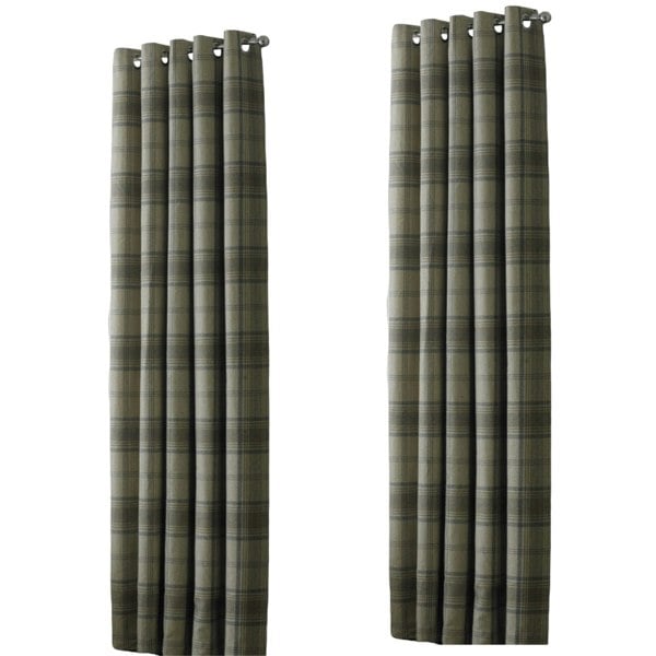 Riva Home Aviemore Checked Pattern Ringtop Curtains - Natural