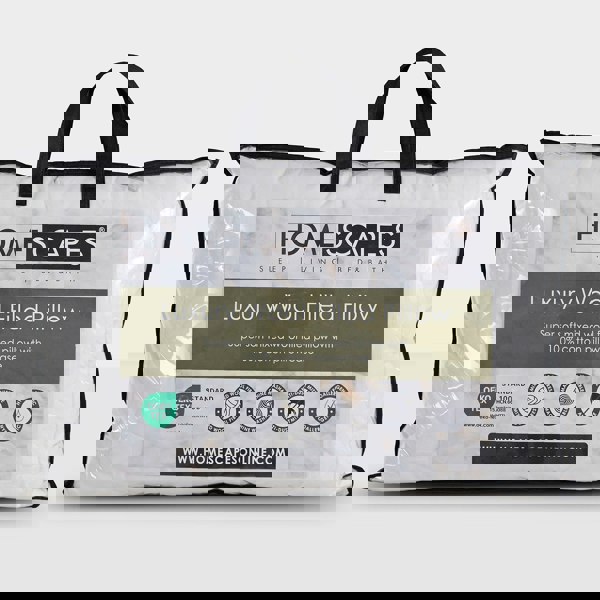 HOMESCAPES Premium Wool Pillow with Quilted Case, 19 x 29"