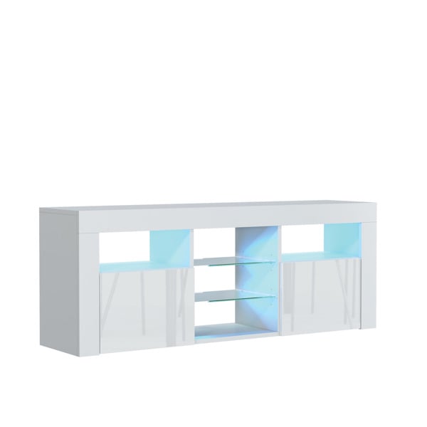 Mex Furniture Stylish 145cm Modern TV Unit with and White High Gloss Doors