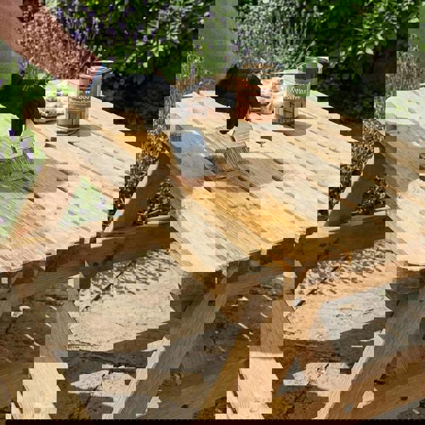 Arbor Garden Solutions Classic Rounded Pub Style Picnic Bench and Table - Rustic Finish