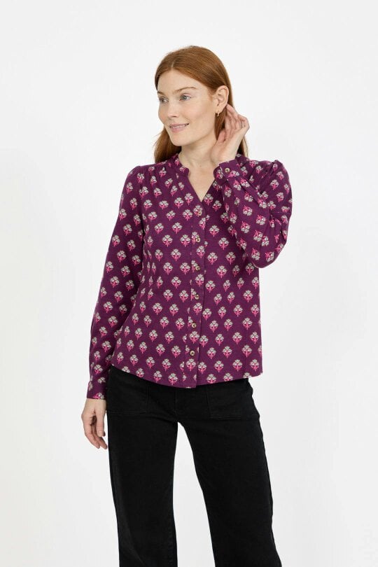 Mudflower Leaf Print Cotton Shirt