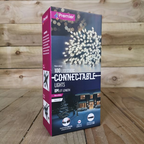 Samuel Alexander 100 LED 8m Premier Christmas Connectable Outdoor Static Lights in Warm White