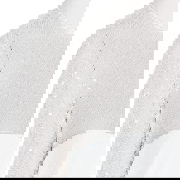 An intricate long-sleeve french lace sequin dress in white by Emilio Pucci