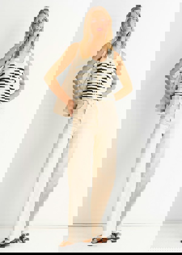 Gini London Mono Stripe Knit Waist Coat Vest