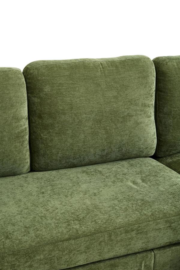 Living and Home Polyester Upholstered L-Shaped 3-Seater Sectional Sofa with Ottoman