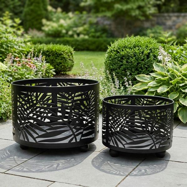 Garden Greatness Set of Two Metal Leaf Garden Fire Pits