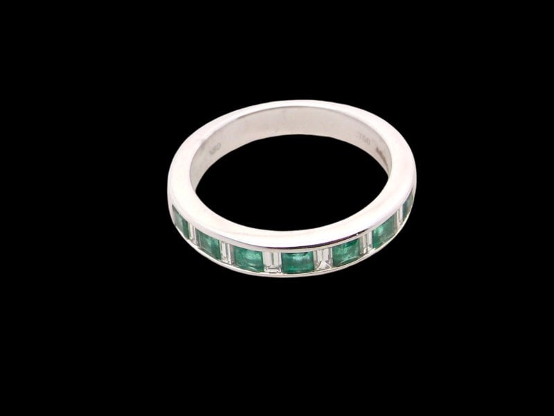 Vintage Tom A NEW white gold Emerald and Diamond eternity ring