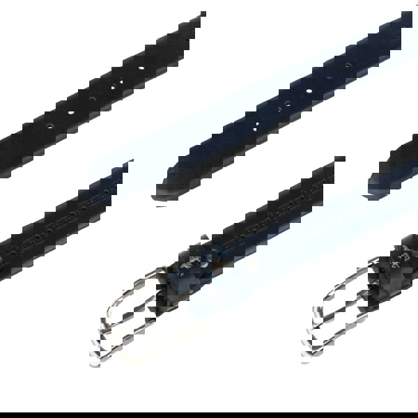 Embassy London Scott - Navy - Men's smooth full-grain navy leather belt with brogue style