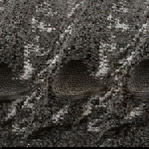 Moroccan dark grey shaggy rug non-shedding, pet-friendly, and easy to clean