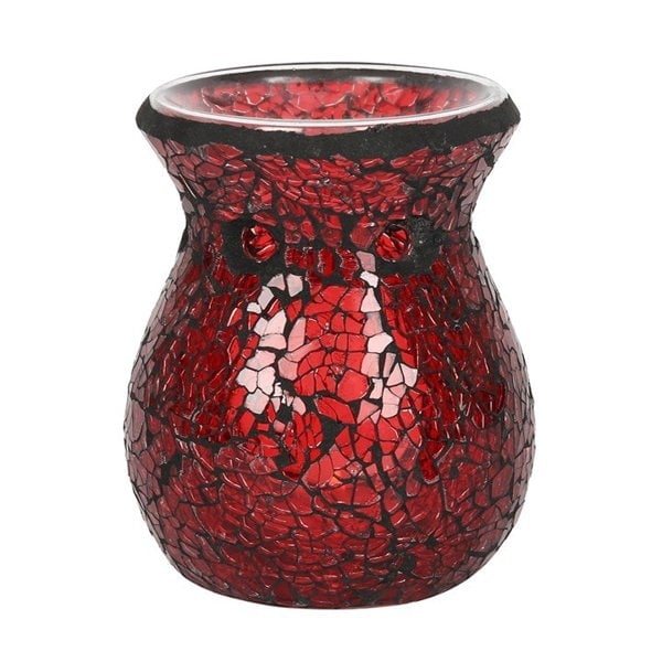 Serano Small Red Crackle Glass Oil Burner and Wax Warmer