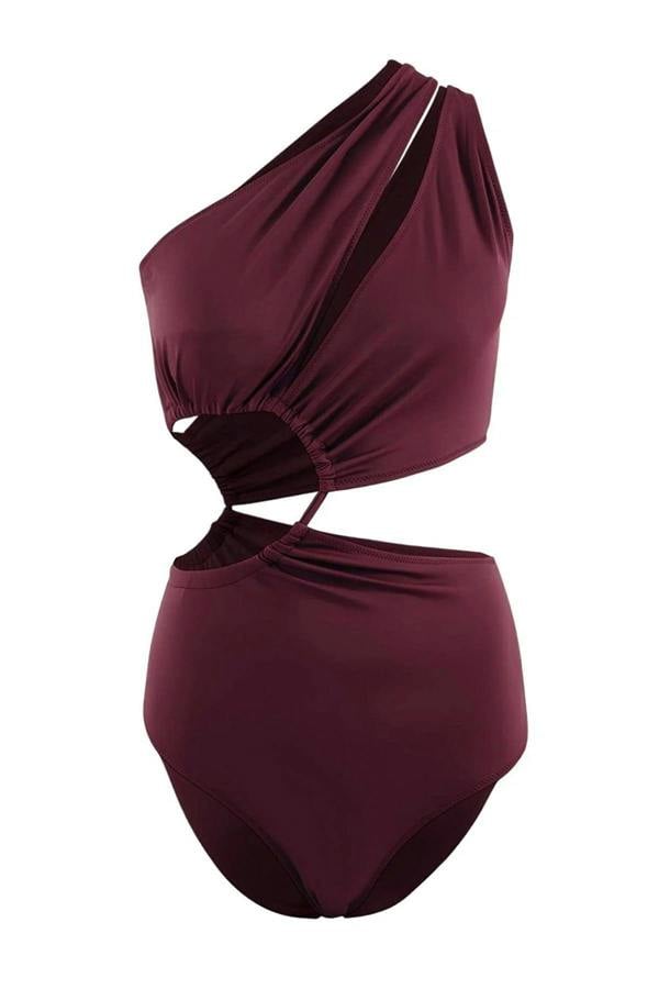 WOVCOR Tunnel-Style One-Shoulder Covered Regular Swimsuit