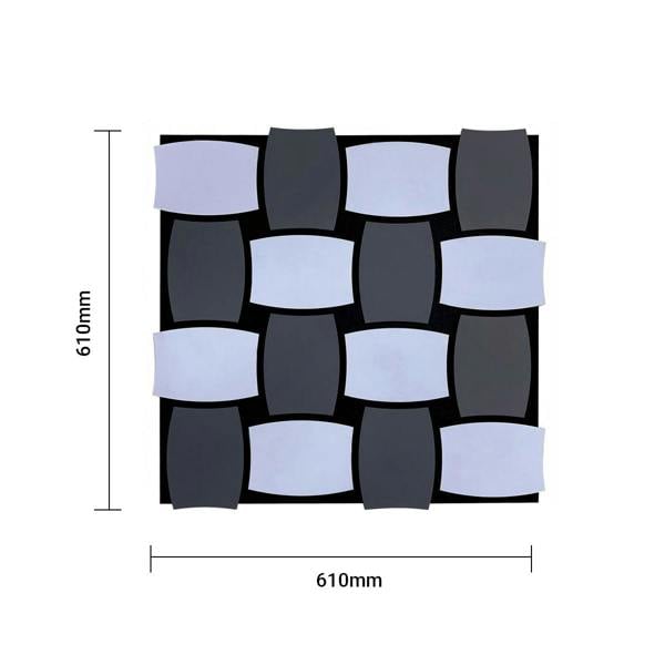 Britwall Modern 3D Checkerboard Acoustic Panel - Black & Grey - PET + MDF Size: 610 x 610 x 17 mm (Pack of 4)