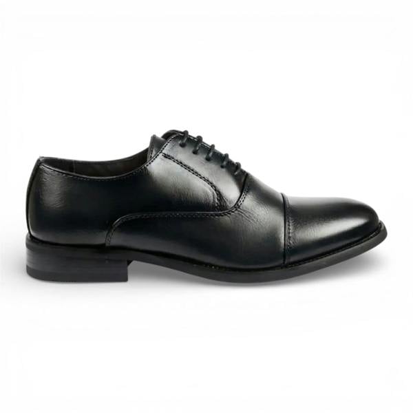Dolcetto Men's Black Patent PU Leather Cap-Toe Oxford Formal Brogue Shoes