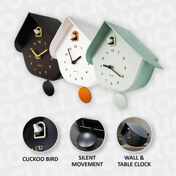 WALPLUS WC2166 - Walplus Black Matte Cuckoo Clock (32.5cm / 12.8 inch)