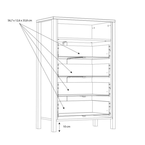 Wyld Haus Egtved Black and Natural Oak Wood Effect Chest of 4 Drawers