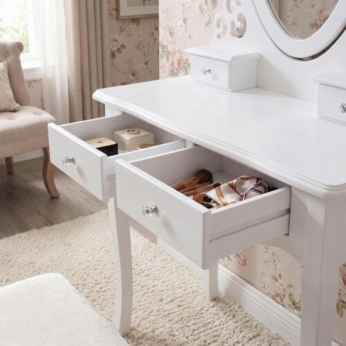 Kosy Koala Dressing Table with Heart Shaped Mirror and Stool Makeup Vanity Mirror Hollywood Table