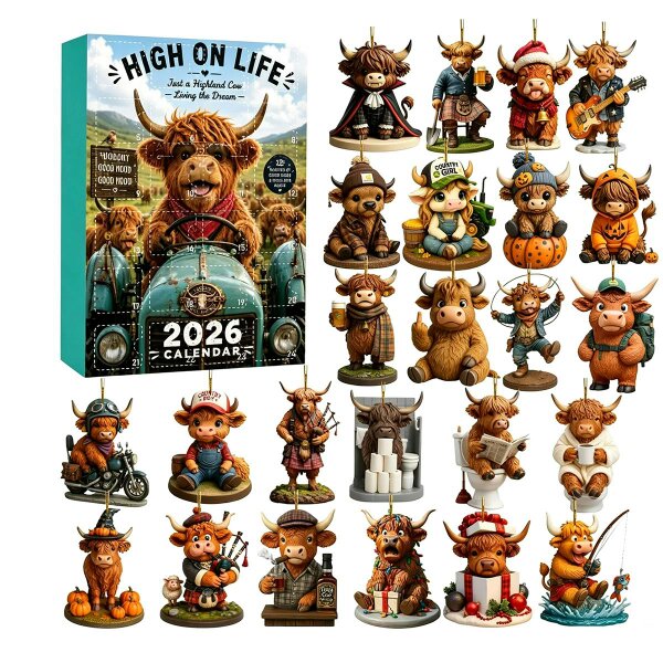 Leaper Highland Cattle Christmas Advent Calendar Surprise Box - Highland Cattle B 